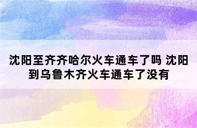 沈阳至齐齐哈尔火车通车了吗 沈阳到乌鲁木齐火车通车了没有